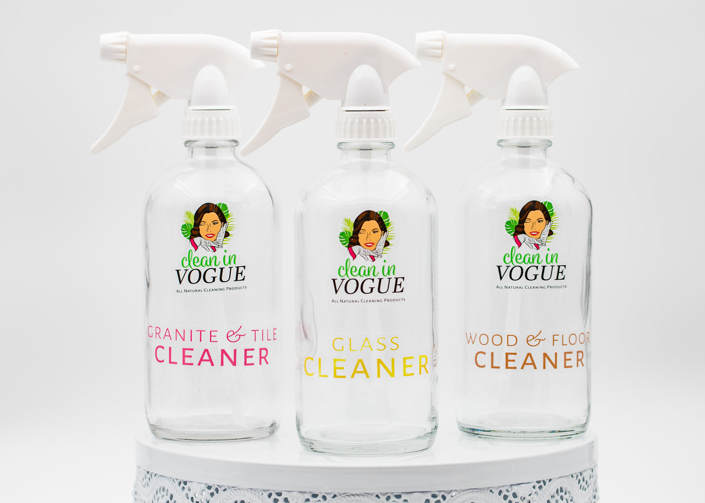 Clean in Vogue Refillable Glass Spray Bottle – 16 oz Premium Reusable Cleaning Bottle