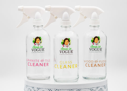Clean in Vogue Refillable Glass Spray Bottle – 16 oz Premium Reusable Cleaning Bottle